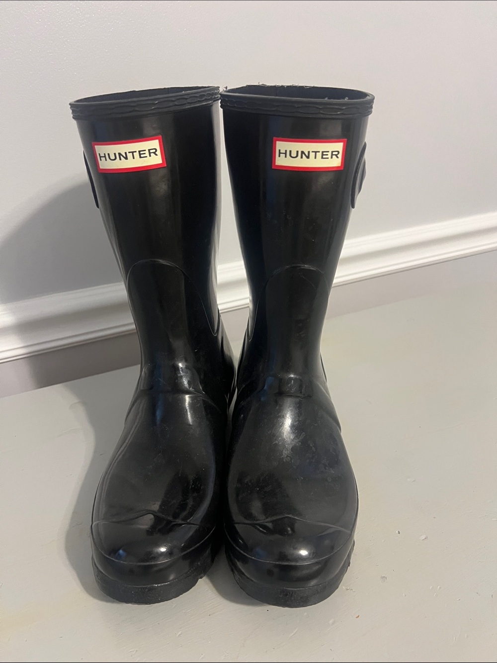 Hunter Black Men's Tall Rain Boots with Logo